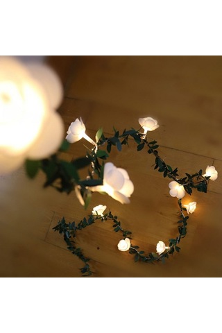 Sones 10m 100 Led Güneş Simülasyonu Yeşil Yaprak Rattan Gül Çiçek Asması Led Işık Dizisi Çelenk Dekorasyonu Diğer