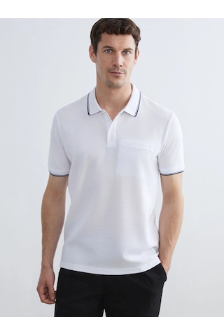 LC Waikiki Lcwaıkıkı Classic Beyaz Polo Yaka Erkek Dokulu Tişört Buxe Whıte