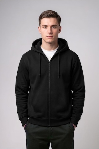 Markapia Erkek Fermuarlı Kapüşonlu İçi Polarlı Sweatshirt Siyah