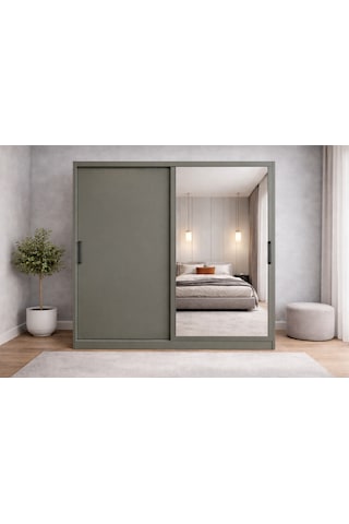 Osvin Tamamı Mdf Sürgü Kapaklı Dolap Gardırop Füme 140 Cm