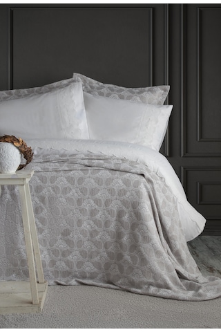 Çift Kişilik Madrid Gri Yatak Örtülü Nevresimli Set Gri