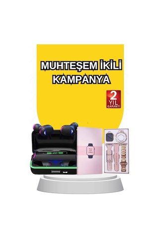 Kadınlara Özel Bileklik Hediyeli Akıllı Saat Ve Dijital Göstergeli Anc Özellikli Bluetooth Kulaklık