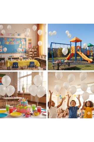 10 Adet Krem Parıltılı Metalik Balonlar Parti & Kutlama Paketi Diğer