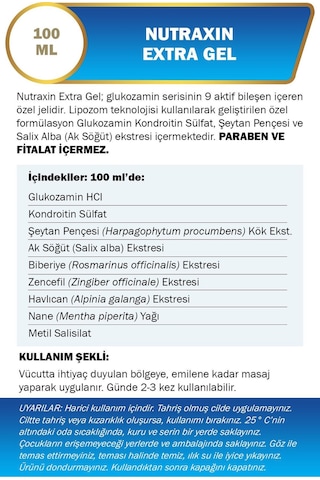 Nutraxin Extra Gel Mentol Ferahlığı Masaj Jeli 100 ml