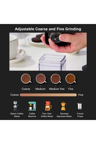 Ranyeek Usb Şarjlı Mini Kahve Değirmeni - Ayarlanabilir Ebatlı, Hızlı Öğütme, Taşınabilir, İç Batarya, Beyaz Beyaz
