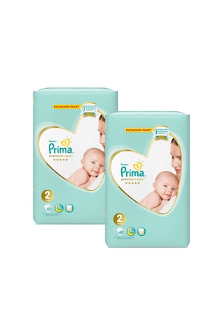 Prima Bebek Bezi Premium Care 2 Beden 2 x 60 Jumbo Paket 120 Adet 2'li
