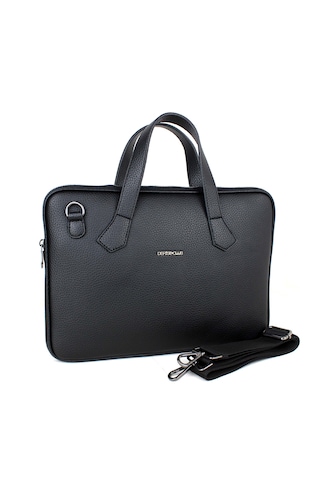 Kadın Siyah Evrak Çantası 13,6 İnç Laptop Çantası Siyah