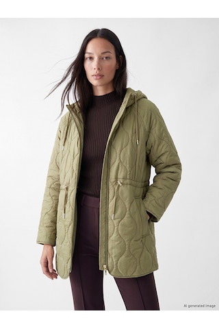 Lcw Everyday Haki Kapüşonlu Oversize Kadın Şişme Mont