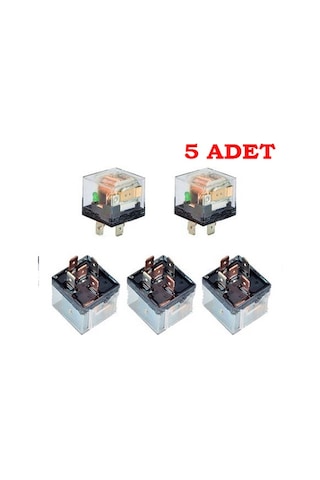 5 Adet Üniversal Röle 40 Amper Şeffaf 5 Uçlu 12V Role N11.2879