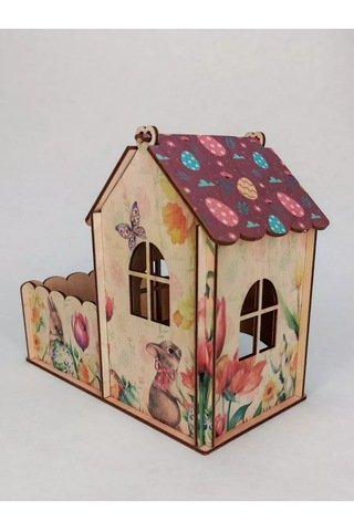 Woodiks Mutlu Paskalya Meyve Çarkı: Çay Kulübesi Renkli Baskı Daire Şeklinde Uygulanmıştır. 210432896 Bej