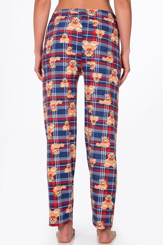 Kompedan Kadın Süet Kareli Ayıcık Desenli Pijama Tek Alt Desen 3