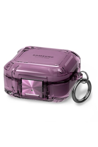 Samsung Galaxy Buds Core Uyumlu Transparan Tank Kılıf +kanca 1.kalite Mor