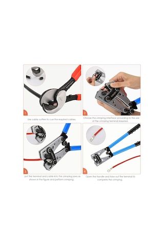 Hx-50b Akü Kablo Pabucu Sıkma Pensesi 6 50 Mm² Kablo Sıkma Kapasitesi Güçlendirilmiş Gövde + 60 Adet Terminal
