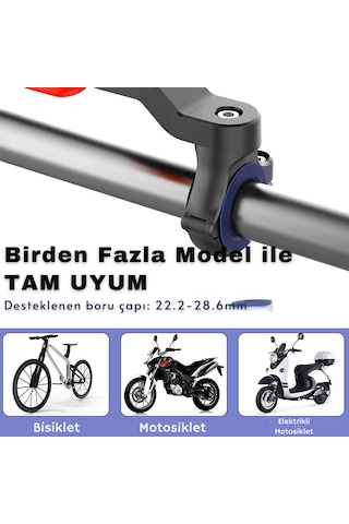 Bisiklet Motosiklet Telefon Tutucu 360 Dönebilen Gidon Bisiklet Telefon Tutucu Kırmızı