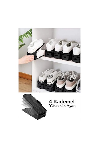 Piev 6 Lı Ayakkabı Rampası Ve 38-44 Numara Uyumlu Yaylı Ayyakkabı Kalıbı İkili Set Siyah