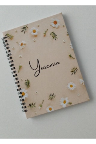 Çizgili Defter, Not Defteri, Papatya Temalı Spiralli Defter Somon