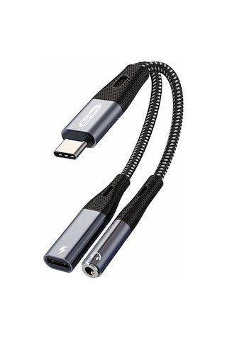 Go Des Gd-uc162 3.5mm Jack Girişli Type-c 2in1 Şarj Ve Ses Kablosu Siyah