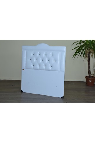 Bengimobilya Baza Başlık 90*190 Cm Suni Deri Beyaz Silinir Kumaş Kapitone Mod