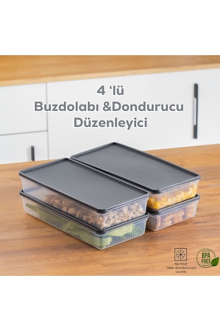 Porsima 1101 Dikdörtgen No-Frost Çok Amaçlı Saklama Kabı Set 4'lü