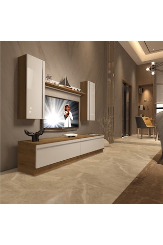 Decoraktiv Eko 5db Mdf Std Tv Ünitesi Tv Sehpası Pera - Beyaz