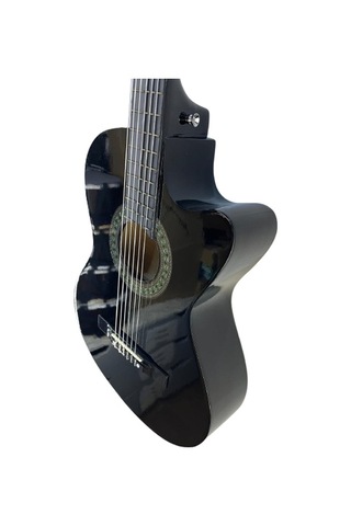 Longa Siyah 4/4 Tam Boy Klasik Gitar Kesik Kasa- Kılıf Pena Dahil