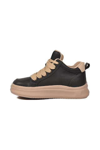 Pierre Cardin Siyah Bilek Boy Kaymaz Taban Kadın Bağcıklı Sneaker 11517 G