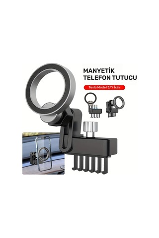 Honeybeeshop Siyah Manyetik Araç Telefon Tutucu Tesla Model 3 Model Y İçin Cep Telefonu Desteği Evrensel