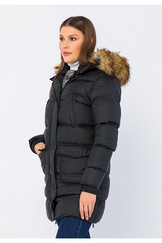 Cekmon Kadın Regular Fit Astarlı Çok Cepli Kapuşonu Çıkan Rahat Mont 001