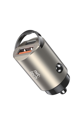 Nettech Nt-cch05 30w Pd& Qc 3.0 Çift Portlu Metal Araç Şarjı Space Gray