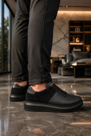 Mevese Tsoob Bağcıklı Cilt Süet Erkek Günlük Rahat Taban Sneaker Ayakkabı - Siyah