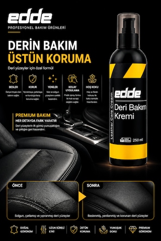 Edde Araba Araç Oto Besleyici Onarıcı Koltuk Deri Bakım Kremi 250 Ml Oto Detailing 250ml