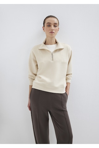 Mavi - Yarı Fermuarlı Ekru Tencel Sweatshirt 1s10488-70005 Ekru