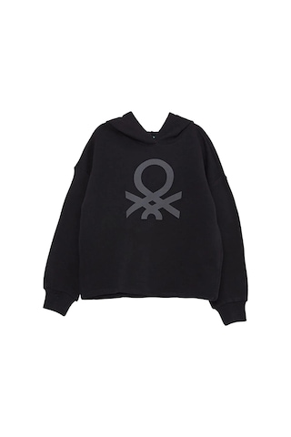 Benetton Kız Çocuk K Smu Uk_Benetton Logolu Kapşonlu Sweatshirt 2 44812 Siyah