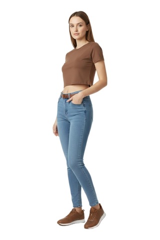 Kadın Yüksek Bel Jeans Dar Paça Pantolon 2248 Bgl-st02900 Mavi