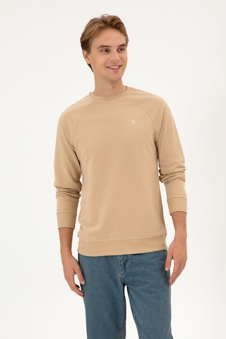 U.S. Polo Assn. Erkek Regular Fit Bisiklet Yaka Kum İnce Basic Sweatshirt 50313752-VR085
