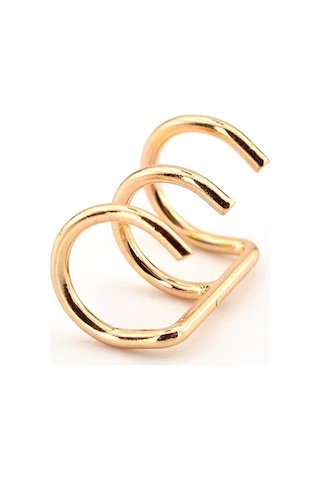 Gold Sari Renkli Earcuff Kulak Kelepçesi Üçlü Sarmal Ex098 Altın