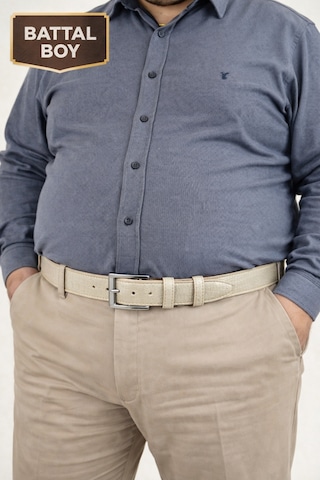 Parscraft Battal Boy / Büyük Beden / Uzun Boy Xxl 3,5 Cm Klasik Erkek Hakiki Deri Kemer Beyaz