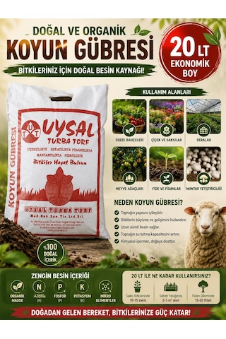 Tr 20 Lt. Organik Koyun Gübresi, Çiçek, Bitki Yetiştirme Coşturmak İçin Gübre 0,250