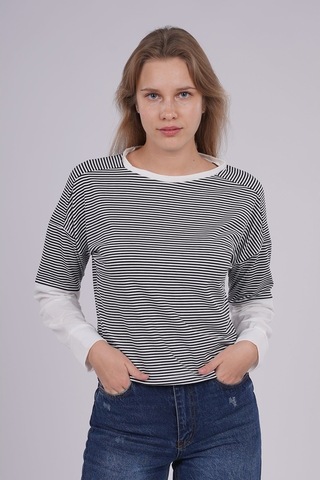 Gabria Kadın Çizgili Sweat Siyah (524731111)