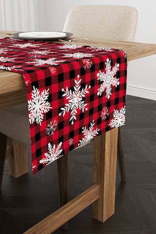 Kırmızı Siyah Yılbaşı Temalı Dijital Baskılı Runner Cgh302-Rn