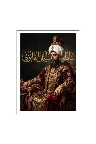 Tahtta Oturan Osmanlı Padişah Portresi Dekoratif Kanvas - Mdf Ahşap Tablo