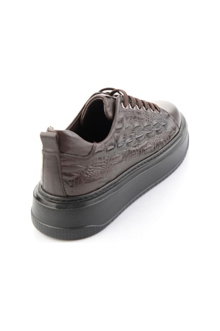 Bambi Kahve Kroko Hakiki Deri Erkek Sneaker E01398070911