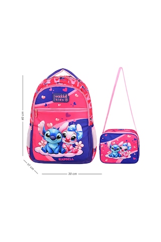 Waddell Pembe Stich Desenli İlkokul Çantası Beslenme Çantalı 25204 Pembe