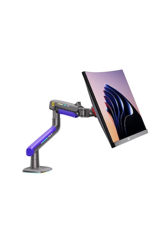 North Bayou Ergonomic F5 Gaming 1 Adet Monitör Takılabilen, 32" - 60" Uyumlu, Rgb Aydınlatma, Kablo Kanallı, 2-20 Kg Destekli, 360 Dönebilen, Masa Monte, Profesyonel Oyuncu Monitör Standı Nb-f5