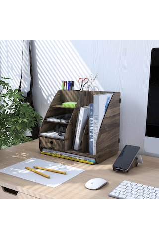 Focus Modest Çekmeceli A4 Evrak Rafı Masaüstü Organizer Ceviz
