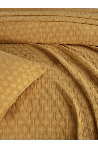 Elvira Yatak Örtüsü Seti Çift Kişilik Hardal Kutulu Hardal