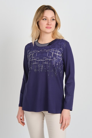 Detay Triko Kadın Taş Detaylı Desenli Yanları Yırtmaçlı Uzun Kol Anne Bluz 5741 Mor Mor