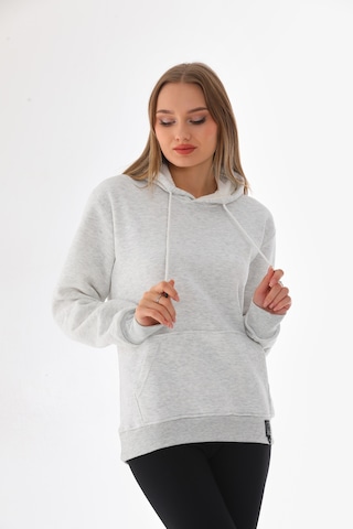 Everest Everst Kapüşonlu 3 İplik Şardonlu Cepli Sweatshirt Karmelanj Kar Melanj
