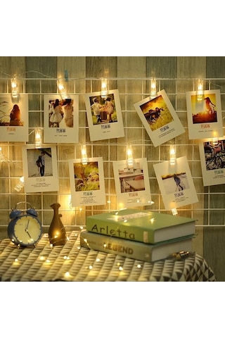 Hdmarketim Mandal Led Pilli Şerit Lamba Işık 3,40 Metre Altın Renk Şeffaf