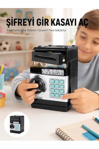 Işıklı Sesli Şifreli Atm Görünümlü Kasa Kumbara Belirtilmemiş